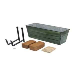 Achla Designs 24" Medium Rectangular Galvanized Steel Wrought Iron Outdoor Planter with Wall Brackets Green: Durable, with Drainage Holes - 1 of 4