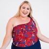 Calypsa Women's One Shoulder Layla Crop Swim Top WIth Built In Bra - 3 of 4