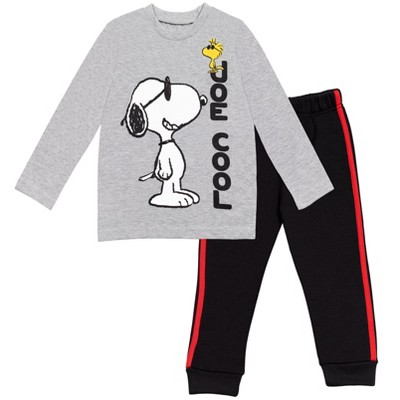 PEANUTS Woodstock Snoopy Little Boys Graphic T-Shirt Fleece Pants Gray/Black 5