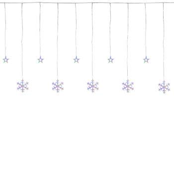 Northlight 250 Multi-Color LED Star and Snowflake Window Curtain Christmas Lights - 16ft Clear Wire