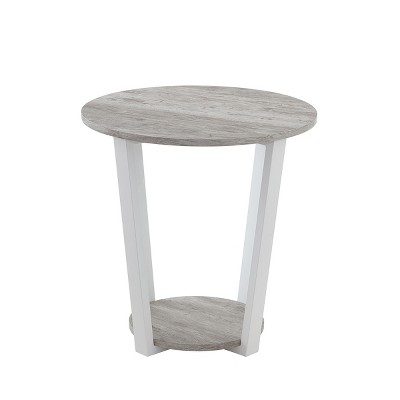Syemin End Tables Round 2-Tier End Tables with Storage Shelf, Rustic Coffee Table, Small Side Table, Living Room Furniture, Gray, 20"*20"*20.5"