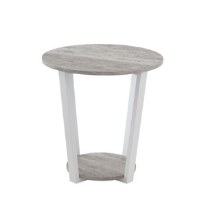 Syemin End Tables Round 2-Tier End Tables with Storage Shelf, Rustic Coffee Table, Small Side Table, Living Room Furniture, Gray, 20"*20"*20.5" - 1 of 4