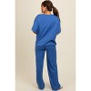Pinkblush Blue Textured Knit Oversized Tee And Pants Maternity Set - 4 of 4