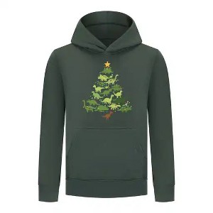 Everyday Kids Christmas Collection Dinosaur Tree Boys Pullover Hoodie – Holiday Sweatshirt - 1 of 4