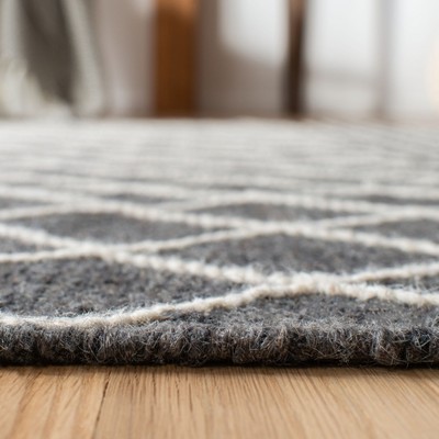 Charcoal and Ivory Wool Flat Woven 4' x 6' Area Rug