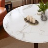 Mshliw 47" Round Farmhouse Dining Table for 4, Marble-Style MDF Top with Metal Legs, 300lb Capacity, Easy Assembly for Kitchen or Dining Room - 3 of 4