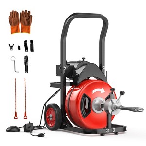 Drain Cleaning Machine Cable,450W Auto Feed Portable Electric Sewer Snake, Electric Drain Auger with 6 Cutter Air-Activated Foot Switch - 1 of 4