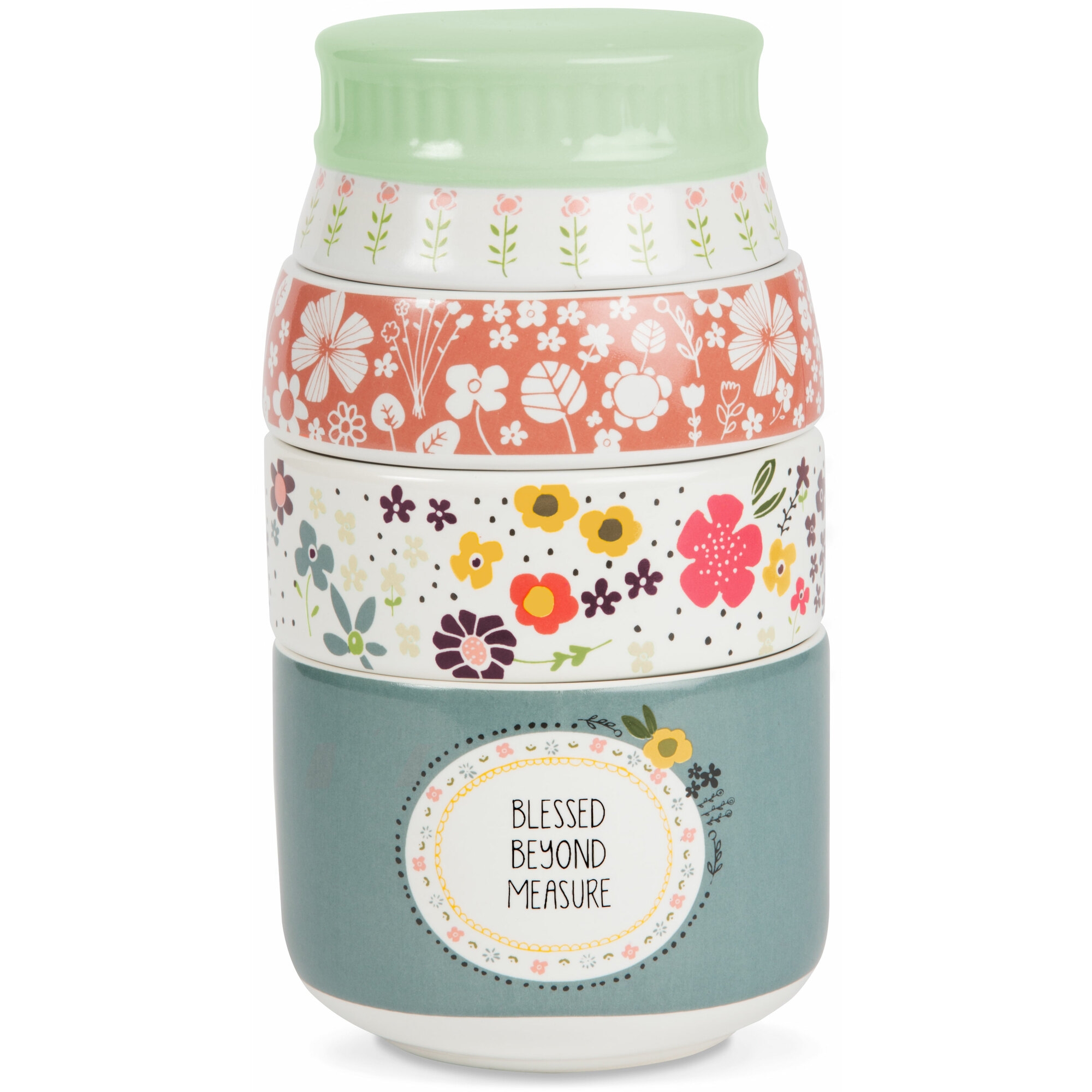 Pavilion Gift Company - Blessed - 6" x 3.5" Stacked Measuring Cups - Measuring Cups