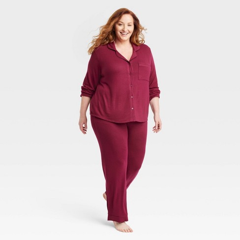 Women's Perfectly Cozy Pajama Set - Stars Above™ Burgundy 1x : Target