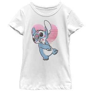 Girl's Lilo & Stitch Valentine's Day Kissy Face T-Shirt - 1 of 4