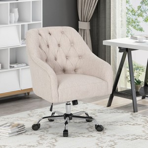 Tufted Swivel Home Office Chair Comfortable Desk Chair With Wheels Upholstered Swivel Computer Desk Chair-The Pop Home - 1 of 4