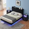 Full Size Floating Bed Frame with Platform Headboard, Modern Platform Bed Frame with LED Light, Wood Slats Support, No Box Spring Needed, Black - 4 of 4