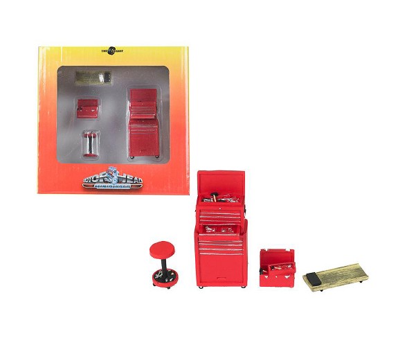 Tire Brigade 4 piece Tool Set Red 1/24 by Motorhead Miniatures