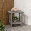 JONATHAN Y Armin 18.1" Modern Classic Grid Slat Solid Acacia Wood Indoor/Outdoor Shower Stool - 3 of 4