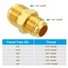 Unique Bargains Air Gas Line Refrigeration HVAC Brass SAE 45 Degree Hose Pipe Flare Connectors Gold - 4 of 4