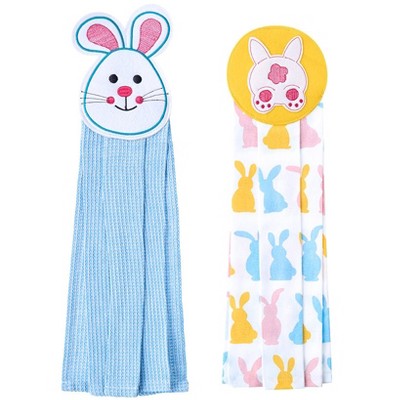 The Lakeside Collection Embroidered Kitchen Towels Bunny Peeps Set of 2