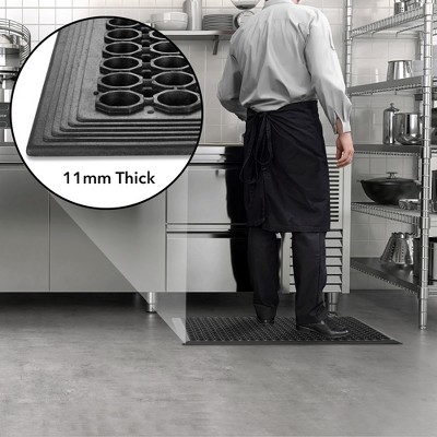 Black 36" x 36" Non-Slip Rubber Kitchen Drainage Mat