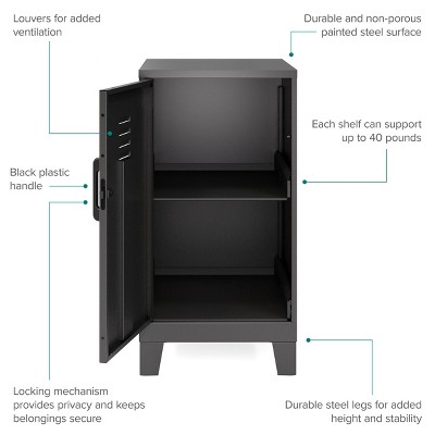 Black Metal 30.5" High Storage Locker Cabinet