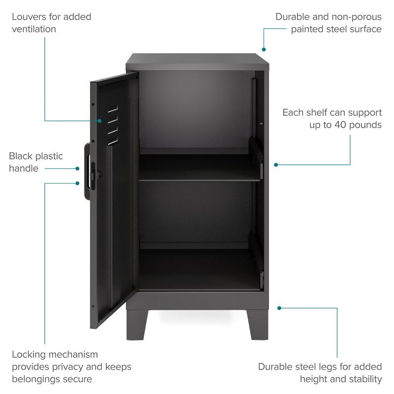 Space Solutions 27.5" High 2 Shelf Mini Storage Locker Cabinet, 4 of 11