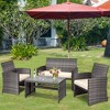 Tangkula 8PCS Patio Outdoor Rattan Furniture Set w/ Cushioned Chair Loveseat Table - 4 of 4