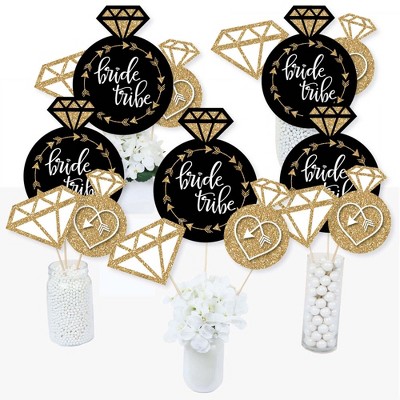 Big Dot of Happiness "Bride Tribe" - Bridal Shower or Bachelorette Party Centerpiece Sticks - Table Toppers - Set of 15