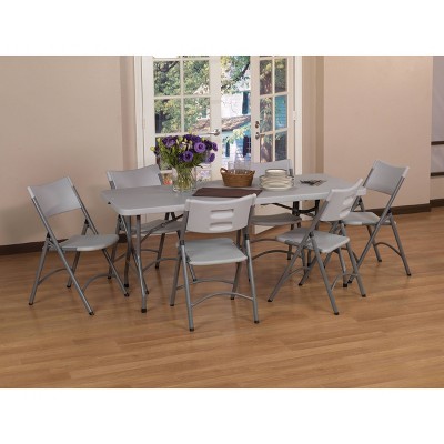 White Resin 6-Foot Folding Table with Steel Frame