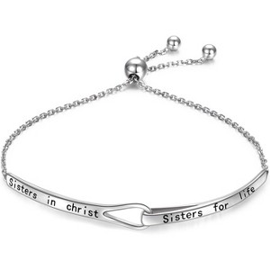 Adjustable Sterling Silver Infinity Bracelet - Engraved Inspirational Gift for Women - 1 of 4