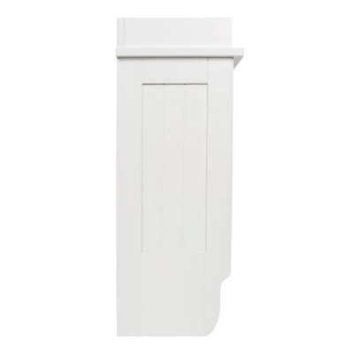 Elevated White Wooden Floating Wall Shelf with Towel Bar
