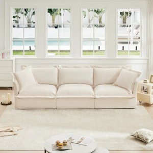 Modern Sectional Chenille Fabric Sofa Couch,3 Seater Slipcovered Sofa Couch With Soft Multiple Big Pillows,Sofa Living Room-Maison Boucle - 1 of 4