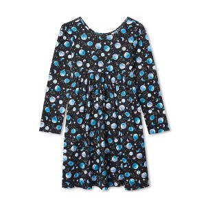 Lands' End Kids Long Sleeve Gathered Waist Jersey Dress - 1 of 2