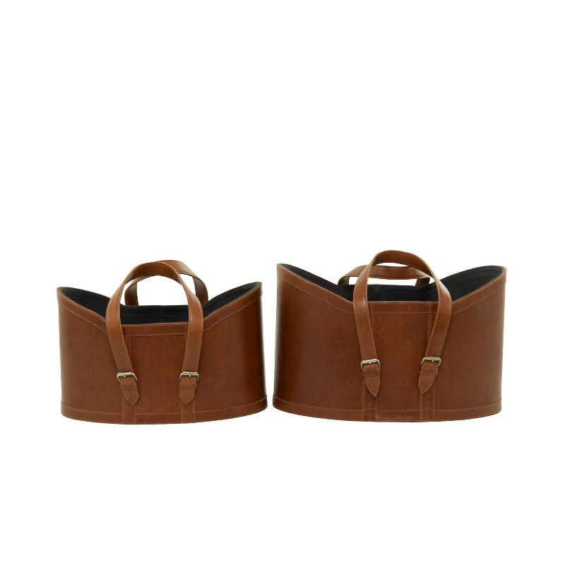 Set of 2 Leather Storage Baskets - Olivia &#38; May, 3 of 8