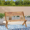 Vynxaria Patio Benches - 48" Sandblast Teak Finish with Classic Cross Base Design - 3 of 4