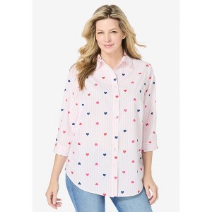 Woman Within Perfect Three Quarter Sleeve Shirt - 1 of 4