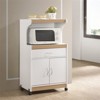 Microwave Kitchen Cart in White - Hodedah - 2 of 4