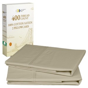 Set of 2 Pillowcases - 400 Thread Count, 100% Cotton Sateen, Soft, Cooling and Breathable by California Design Den - 1 of 4