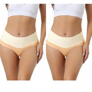 Allegra K Women's High Waist Cotton Comfortable Stretch Soft Tummy Control Briefs 2 Packs - 1 of 4
