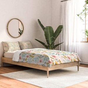 Ditsy Floral Field Pimlada Phuapradit Comforter Set Pink/Yellow/Green - Deny Designs - 1 of 4