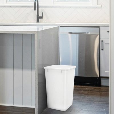 White Plastic 35 Quart Pull-Out Trash Bin Set