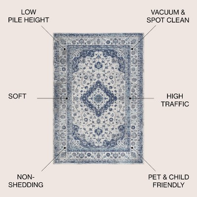 French Country Blues 8' x 10' Medallion Synthetic Area Rug