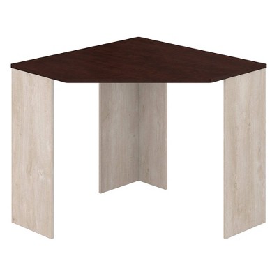 Townhill Corner Desk Washed Gray and Madison Cherry - Bush Furniture