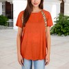 Anna-Kaci Women's Short Sleeve Casual T-Shirt with Leopard Print Accents and Raglan Sleeve - 2 of 4
