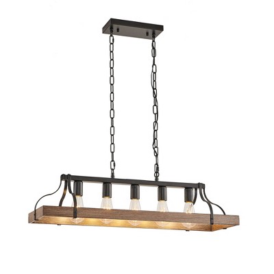 Dolonm 34-Inch Black Industrial Pendant Light with 5 E26 Bulb Sockets,(Bulb Not Included)