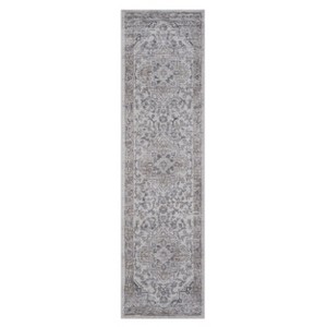 Vynxaria LOOM & LUXE 2x8 Indoor/Outdoor Area Rug - White/Grey Trellis Design - 1 of 1