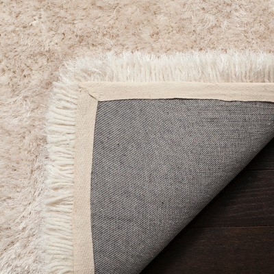 Bone 6' Square Hand-Tufted Shag Area Rug