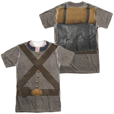 Men's Confederate Soldier (Front Back Print) Short Sleeve Costume T-Shirt