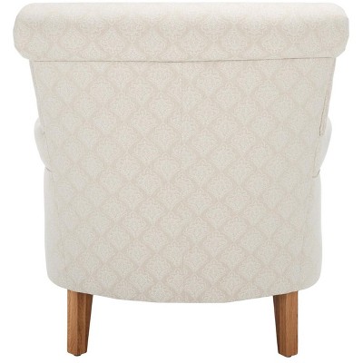 Hazina Beige Flower Pattern Club Chair with Wood Legs