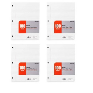 Filler Paper (4-6pks of 100) - College Ruled (8.5n x 11in) - 3 Hole Punched for Ring Binders - 1 of 4