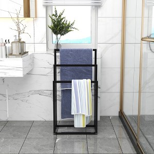 3 Tiers Freestanding Towel Rack Stand, Lightweight Chrome Finish Metal Industrial Modern Washcloths Holder - 1 of 4