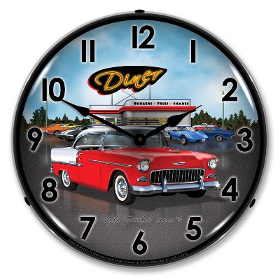 Collectable Sign & Clock | 1955 Bel Air Diner LED Wall Clock Retro/Vintage, Lighted