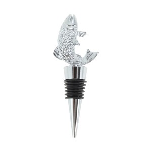 Unique Bargains Fish Wine Stopper Aluminum Alloy TPR Black Silver Tone 4.33"x1.61"x0.83" 1 Pc - 1 of 3